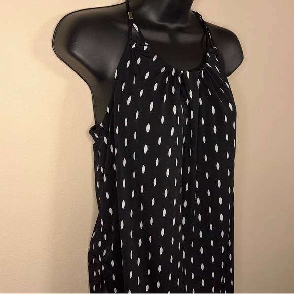 MEDIUM WORTHINGTON BLACK WHITE DOT PRINT SLEEVELESS BLOUSE STRETCH RETRO - Picture 3 of 11